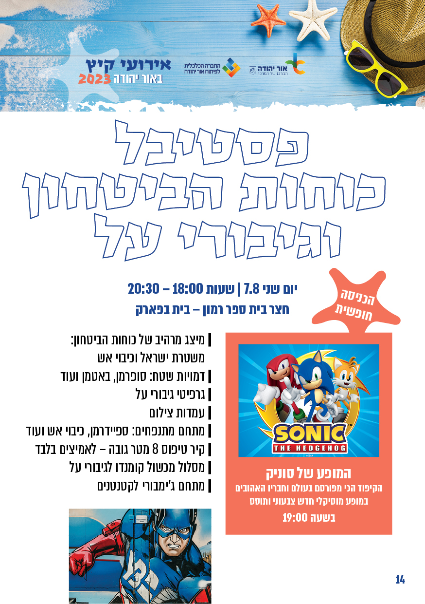 פסטיבל כוחות הביטחון וגיבורי על. מידע טקסטואלי מתחת לתמונה