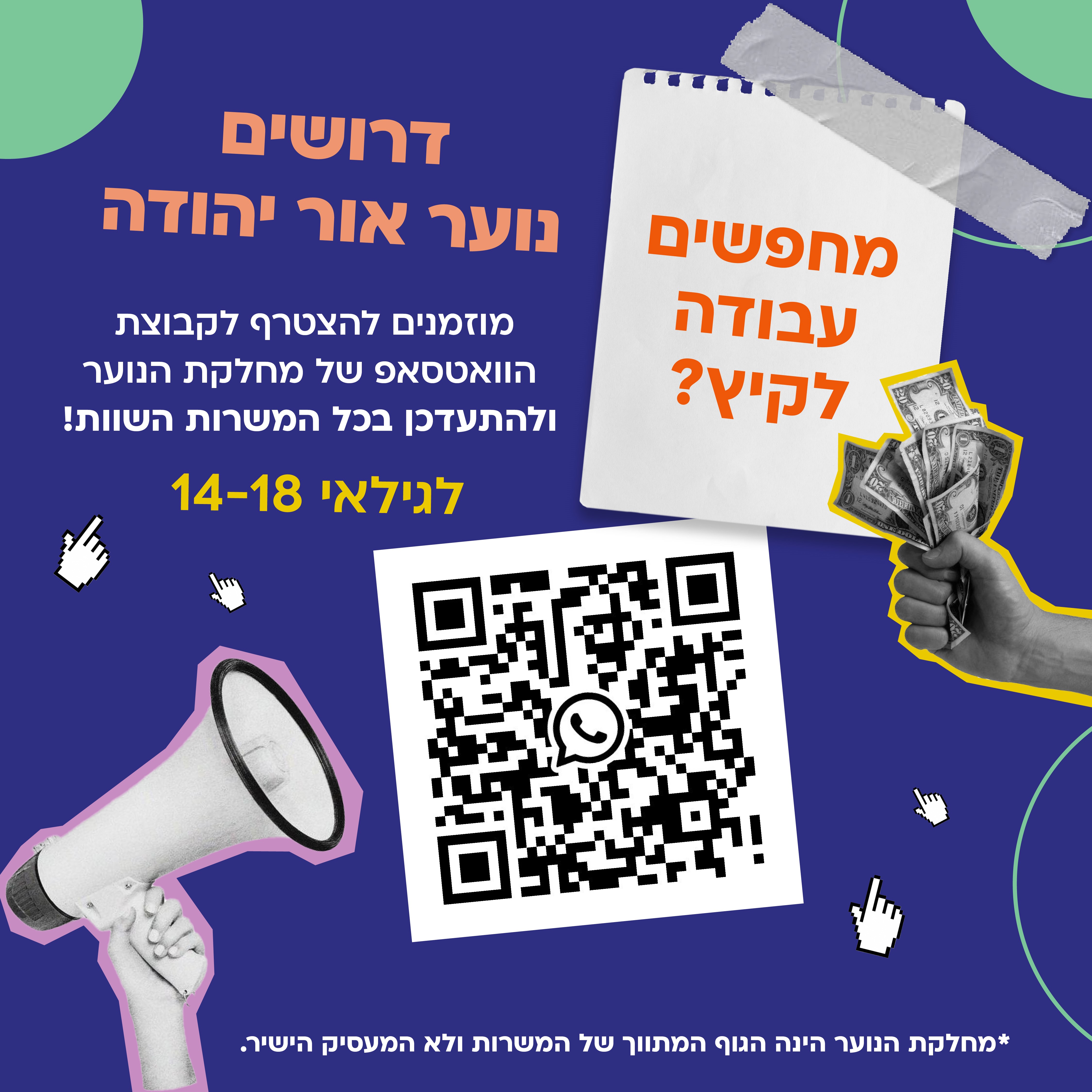 משרות לנוער בחופשת הקיץ. מידע מתחת לתמונה
