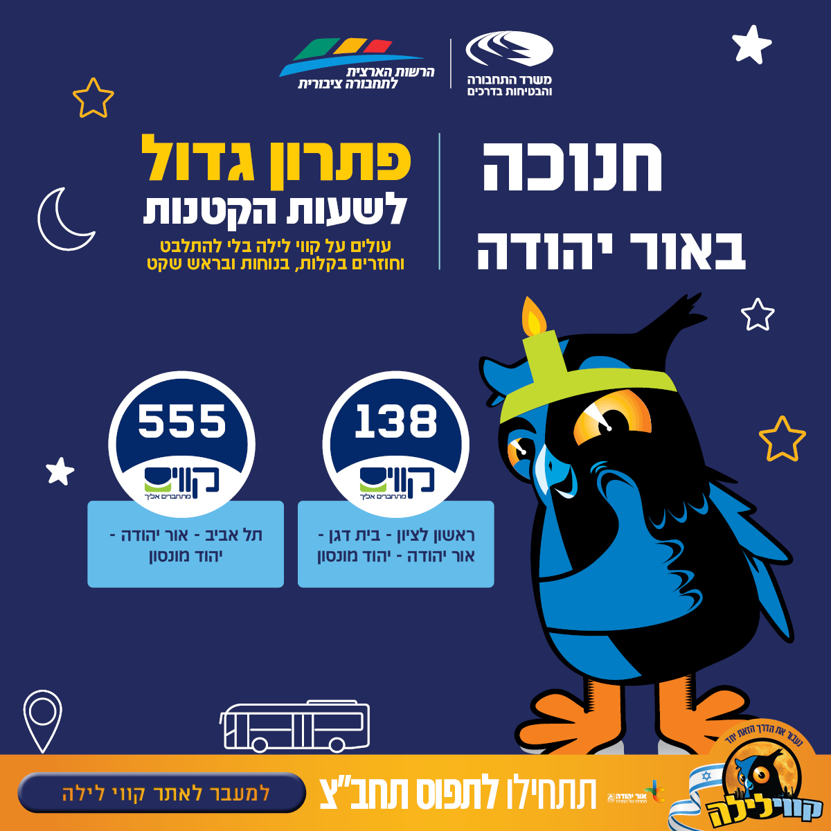 קווי לילה בחנוכה באור יהודה